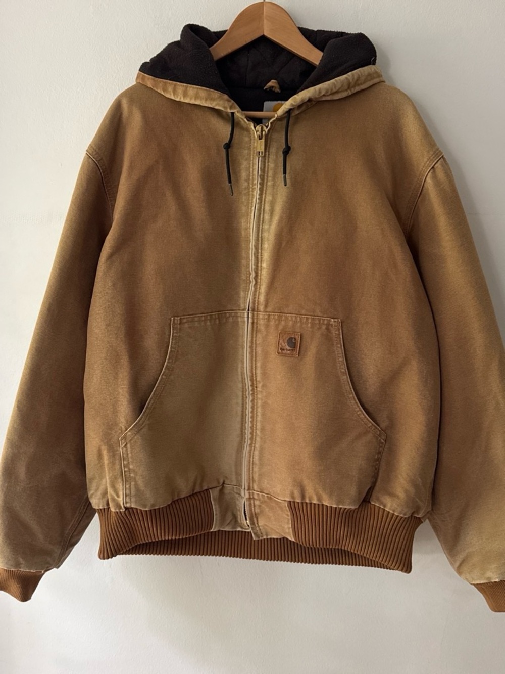 Vintage Y2K 2000s Carhartt Tan / Sand J13 Hooded Jacket